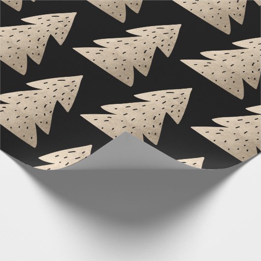 Elegant modern roos goudkerstboompatroon cadeaupapier (Hoek)