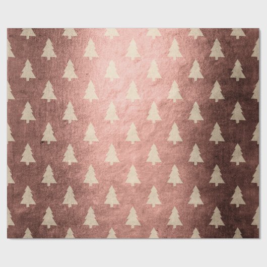Elegant modern roos goudkerstboompatroon cadeaupapier (Vlak)