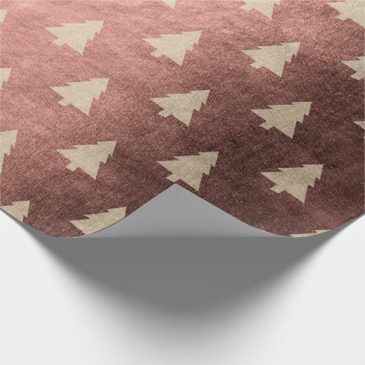 Elegant modern roos goudkerstboompatroon cadeaupapier (Hoek)
