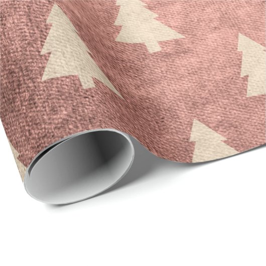 Elegant modern roos goudkerstboompatroon cadeaupapier (Rol Hoek)