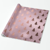 Elegant modern roos goudkerstboompatroon cadeaupapier (Uitgerold)