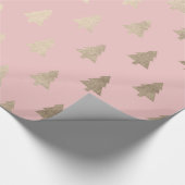 Elegant modern roos goudkerstboompatroon cadeaupapier (Hoek)