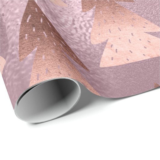 Elegant modern roos goudkerstboompatroon cadeaupapier (Rol Hoek)