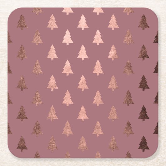 Elegant modern roos goudkerstboompatroon kartonnen onderzetters (Voorkant)