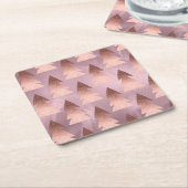 Elegant modern roos goudkerstboompatroon kartonnen onderzetters (Schuin)