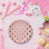 Elegant modern roos goudkerstboompatroon papieren bordje (Feest)