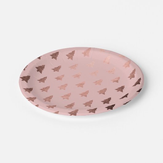 Elegant modern roos goudkerstboompatroon papieren bordje (Gekanteld)