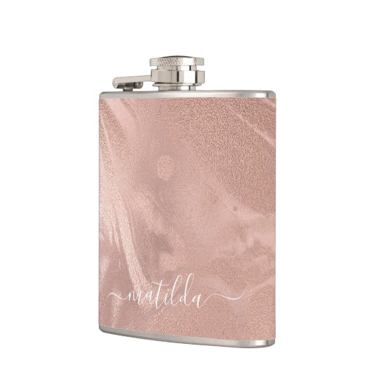 Elegant modern roos goudmarmer heupfles (Links)