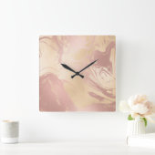 Elegant modern roos goudmarmer vierkante klok (Huis)