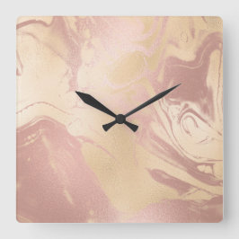 Elegant modern roos goudmarmer vierkante klok