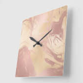 Elegant modern roos goudmarmer vierkante klok (Hoek)