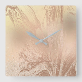 Elegant modern roos goudmarmer vierkante klok