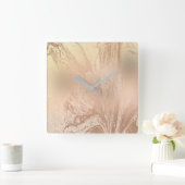 Elegant modern roos goudmarmer vierkante klok (Huis)