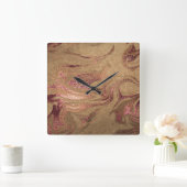 Elegant modern roos goudmarmer vierkante klok (Huis)
