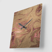 Elegant modern roos goudmarmer vierkante klok (Hoek)