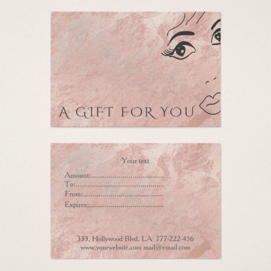 Elegant modern roos goudmarmer visitekaartje (Voorkant /achterkant)