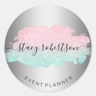 Elegant modern roos goudmijnbouwer ronde sticker