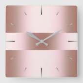 Elegant modern roos goudpatroon vierkante klok (Voorkant)