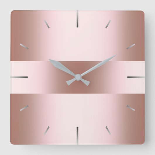 Elegant modern roos goudpatroon vierkante klok (Voorkant)