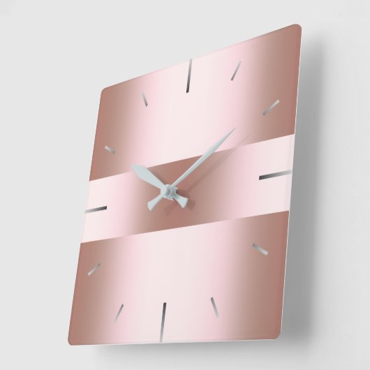 Elegant modern roos goudpatroon vierkante klok (Hoek)