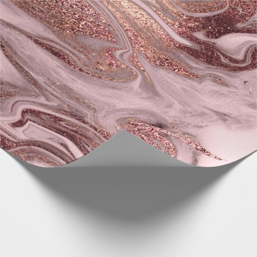 Elegant modern roos goudroze marmer cadeaupapier (Hoek)