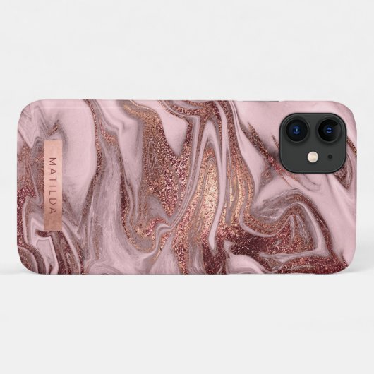 Elegant modern roos goudroze marmer Case-Mate iPhone case (Achterkant (horizontaal))