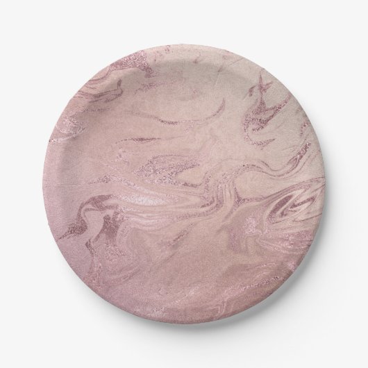 Elegant modern roos goudroze marmer papieren bordje (Voorkant)