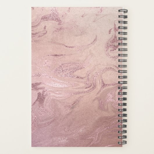 Elegant modern roos goudroze marmer planner (Achterkant)