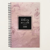 Elegant modern roos goudroze marmer planner (Voorkant)