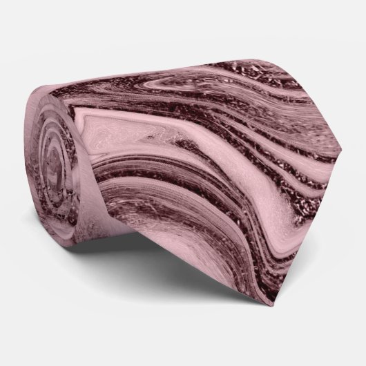 Elegant modern roos goudroze marmer stropdas (Opgerold)