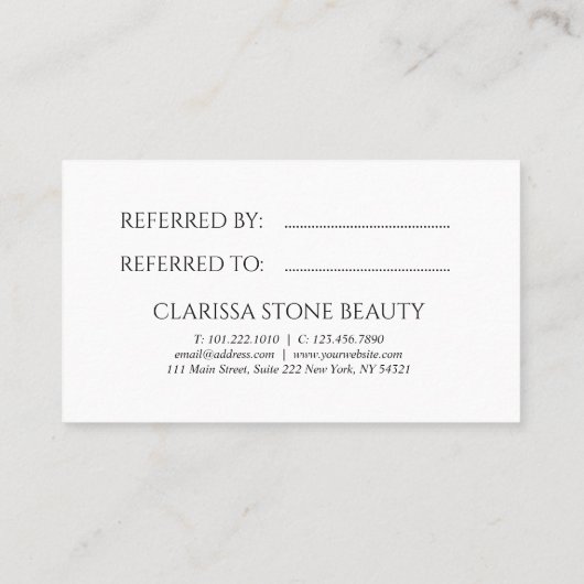 Elegant modern roos goudschaar aanbevelingskaartje (Achterkant)