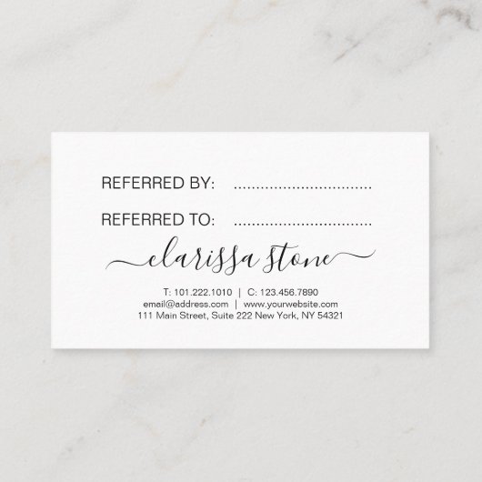 Elegant modern roos goudschaar aanbevelingskaartje (Achterkant)