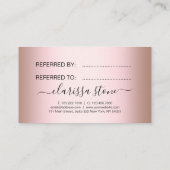 Elegant modern roos goudschaar aanbevelingskaartje (Achterkant)