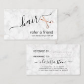 Elegant modern roos goudschaar aanbevelingskaartje (Voorkant / Achterkant)