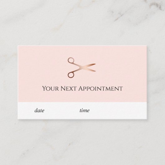 Elegant modern roos goudschaar afsprakenkaartje (Voorkant)