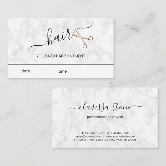 Elegant modern roos goudschaar afsprakenkaartje (Voorkant / Achterkant)