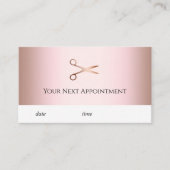 Elegant modern roos goudschaar afsprakenkaartje (Voorkant)