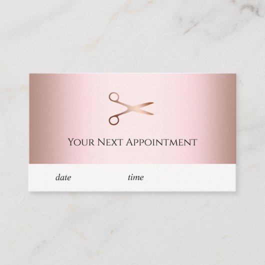 Elegant modern roos goudschaar afsprakenkaartje (Voorkant)