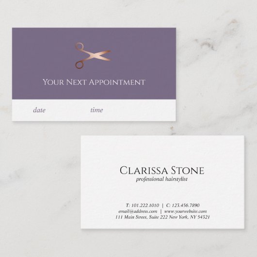 Elegant modern roos goudschaar afsprakenkaartje (Voorkant / Achterkant)