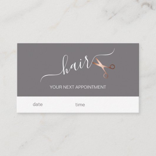 Elegant modern roos goudschaar afsprakenkaartje (Voorkant)