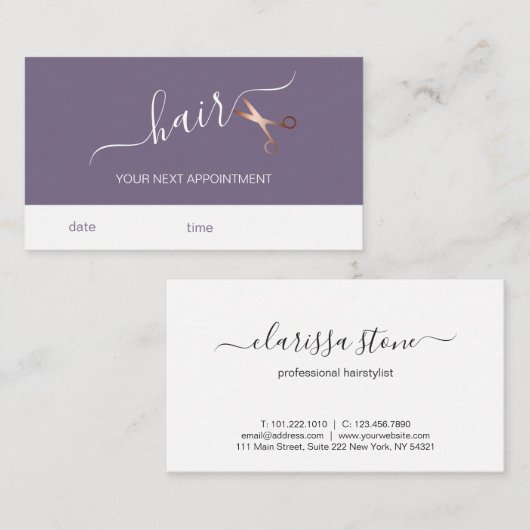 Elegant modern roos goudschaar afsprakenkaartje (Voorkant / Achterkant)