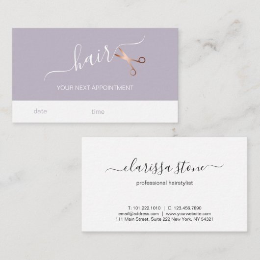 Elegant modern roos goudschaar afsprakenkaartje (Voorkant / Achterkant)