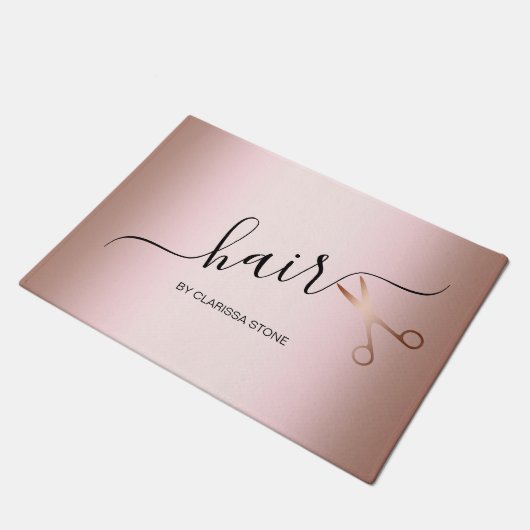 Elegant modern roos goudschaar deurmat (Schuin)