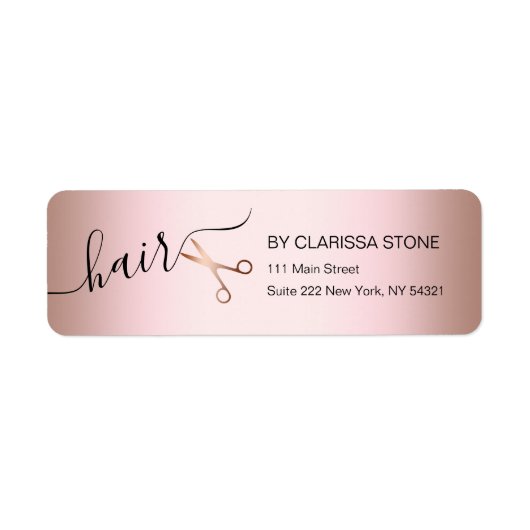 Elegant modern roos goudschaar etiket (Voorkant)