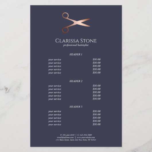 Elegant modern roos goudschaar flyer (Voorkant)