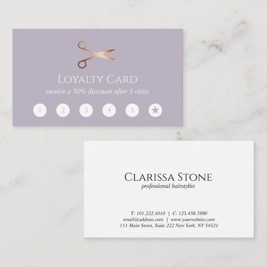 Elegant modern roos goudschaar klantenkaartje (Voorkant / Achterkant)