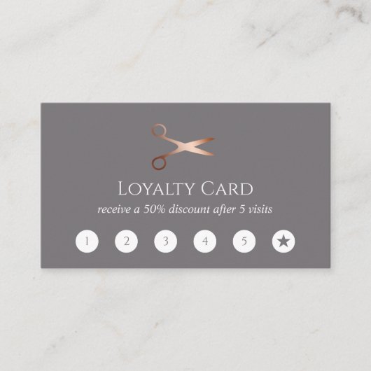 Elegant modern roos goudschaar klantenkaartje (Voorkant)