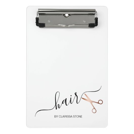 Elegant modern roos goudschaar mini klembord (Voorkant)