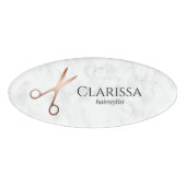 Elegant modern roos goudschaar naambadge (Voorkant)