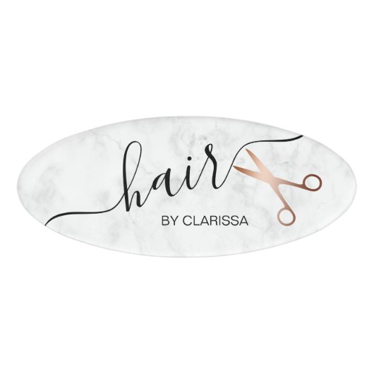 Elegant modern roos goudschaar naambadge (Voorkant)